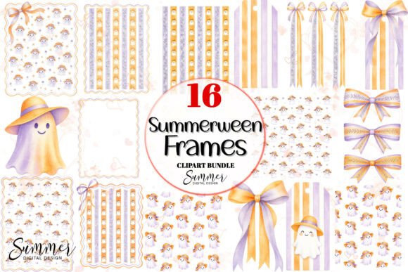 Download Summerween Ghost Striped Frames Clipart - Premium Resources