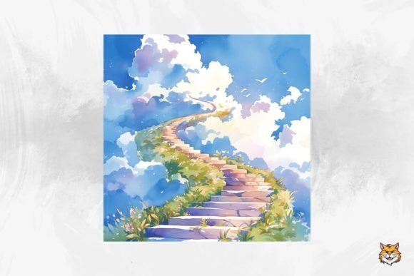 Download Stairway to Heaven Watercolor Background Background - Heaven Collection