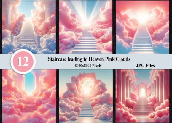 Download Staircase Leading to Heaven Pink Clouds - Heaven Collection