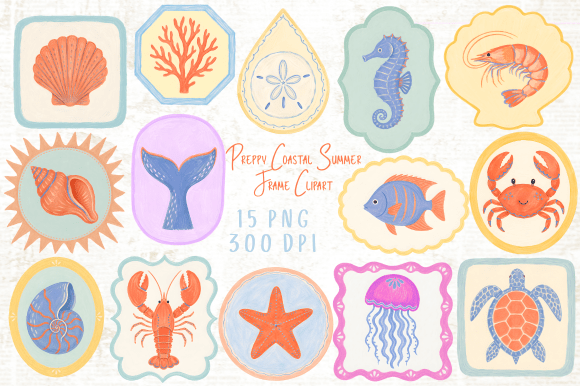 Download Preppy Coastal Summer Frame Clipart PNG - Premium Resources